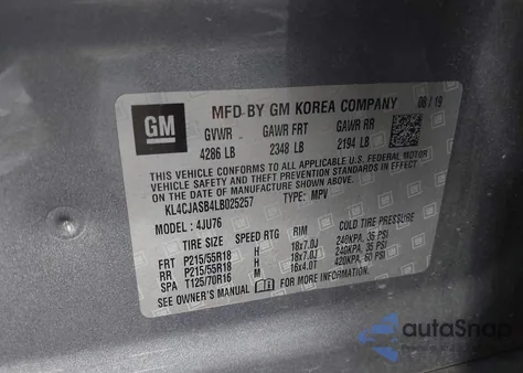 2020 Buick Encore Fwd Preferred из США, поврежденный, VIN KL4CJASB4LB025257